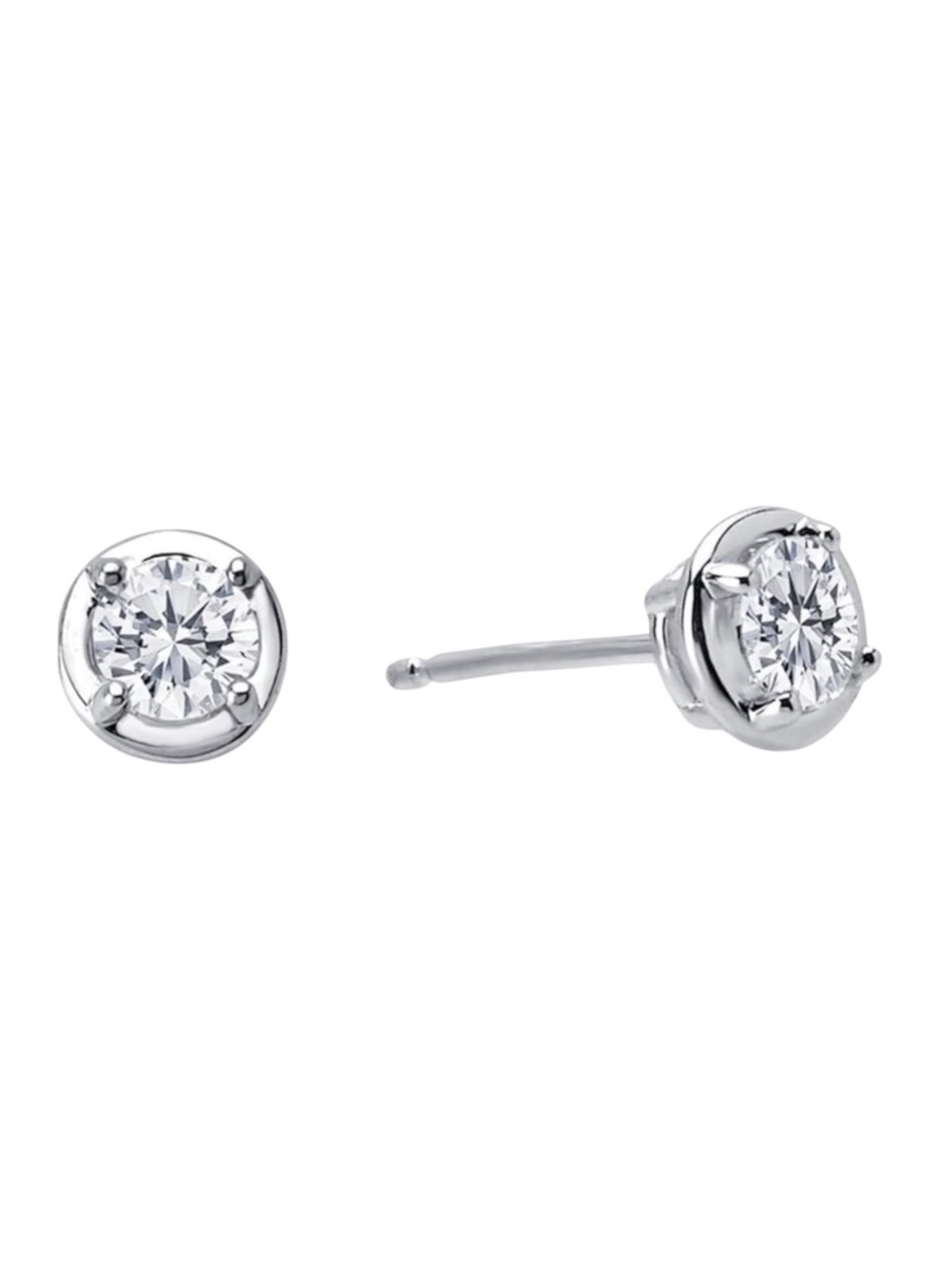 new Lassaire ᪥ Simulated Diamond Bezel Stud Earrings ᪥ Platinum Plated Silver - Picture 14 of 16